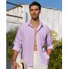 Alimens & Gentle Mens Cuban Guayabera Shirt Button Down Long Sleeve Summer Beach(18-light Purple)