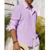 Alimens & Gentle Mens Cuban Guayabera Shirt Button Down Long Sleeve Summer Beach(18-light Purple)