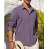 Alimens & Gentle Mens Cuban Guayabera Shirt Button Down Long Sleeve Summer Beach(19-dark Purple)