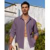 Alimens & Gentle Mens Cuban Guayabera Shirt Button Down Long Sleeve Summer Beach(19-dark Purple)