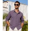 Alimens & Gentle Mens Cuban Guayabera Shirt Button Down Long Sleeve Summer Beach(19-dark Purple)