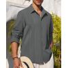 Alimens & Gentle Mens Cuban Guayabera Shirt Button Down Long Sleeve Summer Beach(20-grey)