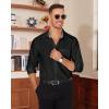 Alimens & Gentle Mens Dress Shirts Casual Long Sleeve Wrinkle Free Stretch Club Prom Party Button Down Shirt with Pocket(Black)