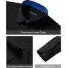 Alimens & Gentle Mens Dress Shirts Casual Long Sleeve Wrinkle Free Stretch Club Prom Party Button Down Shirt with Pocket(Black-royal Blue)