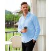 Alimens & Gentle Mens Dress Shirts Casual Long Sleeve Wrinkle Free Stretch Club Prom Party Button Down Shirt with Pocket(Blue)