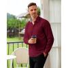 Alimens & Gentle Mens Dress Shirts Casual Long Sleeve Wrinkle Free Stretch Club Prom Party Button Down Shirt with Pocket(Burgundy)