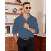 Alimens & Gentle Mens Dress Shirts Casual Long Sleeve Wrinkle Free Stretch Club Prom Party Button Down Shirt with Pocket(Denim Blue)
