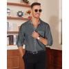 Alimens & Gentle Mens Dress Shirts Casual Long Sleeve Wrinkle Free Stretch Club Prom Party Button Down Shirt with Pocket(Grey)