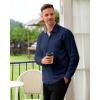 Alimens & Gentle Mens Dress Shirts Casual Long Sleeve Wrinkle Free Stretch Club Prom Party Button Down Shirt with Pocket(Navy Blue)