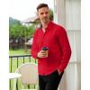 Alimens & Gentle Mens Dress Shirts Casual Long Sleeve Wrinkle Free Stretch Club Prom Party Button Down Shirt with Pocket(Red)
