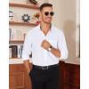 Alimens & Gentle Mens Dress Shirts Casual Long Sleeve Wrinkle Free Stretch Club Prom Party Button Down Shirt with Pocket(White)