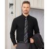 Alimens & Gentle Men’s Dress Shirts Long Sleeve Wrinkle Free Stretch Business Casual Wedding Button Down Shirt(Black)