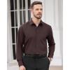 Alimens & Gentle Men’s Dress Shirts Long Sleeve Wrinkle Free Stretch Business Casual Wedding Button Down Shirt(Brown)