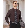 Alimens & Gentle Men’s Dress Shirts Long Sleeve Wrinkle Free Stretch Business Casual Wedding Button Down Shirt(Brown)