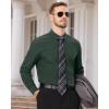 Alimens & Gentle Men’s Dress Shirts Long Sleeve Wrinkle Free Stretch Business Casual Wedding Button Down Shirt(Dark Green)