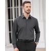 Alimens & Gentle Men’s Dress Shirts Long Sleeve Wrinkle Free Stretch Business Casual Wedding Button Down Shirt(Dark Grey)