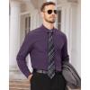 Alimens & Gentle Men’s Dress Shirts Long Sleeve Wrinkle Free Stretch Business Casual Wedding Button Down Shirt(Purple)