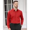 Alimens & Gentle Men’s Dress Shirts Long Sleeve Wrinkle Free Stretch Business Casual Wedding Button Down Shirt(Red)