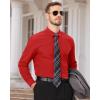 Alimens & Gentle Men’s Dress Shirts Long Sleeve Wrinkle Free Stretch Business Casual Wedding Button Down Shirt(Red)