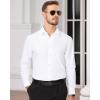 Alimens & Gentle Men’s Dress Shirts Long Sleeve Wrinkle Free Stretch Business Casual Wedding Button Down Shirt(Solid White)