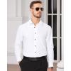 Alimens & Gentle Men’s Dress Shirts Long Sleeve Wrinkle Free Stretch Business Casual Wedding Button Down Shirt(White)