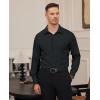 Alimens & Gentle Mens Dress Shirts Stretch Long Sleeve Formal Business Wedding Button Down Shirt Wrinkle Free(Black)