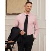 Alimens & Gentle Mens Dress Shirts Stretch Long Sleeve Formal Business Wedding Button Down Shirt Wrinkle Free(Dusty Pink)