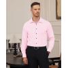 Alimens & Gentle Mens Dress Shirts Stretch Long Sleeve Formal Business Wedding Button Down Shirt Wrinkle Free(Pink)