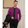 Alimens & Gentle Mens Dress Shirts Stretch Long Sleeve Formal Business Wedding Button Down Shirt Wrinkle Free(Purple Red)