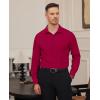 Alimens & Gentle Mens Dress Shirts Stretch Long Sleeve Formal Business Wedding Button Down Shirt Wrinkle Free(Red)