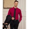 Alimens & Gentle Mens Dress Shirts Stretch Long Sleeve Formal Business Wedding Button Down Shirt Wrinkle Free(Red)