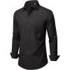 Alimens & Gentle Mens Dress Shirts Stretch Long Sleeve Wrinkle Free Business Casual Button Down Shirt for Wedding(Black)