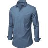 Alimens & Gentle Mens Dress Shirts Stretch Long Sleeve Wrinkle Free Business Casual Button Down Shirt for Wedding(Blue)