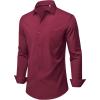 Alimens & Gentle Mens Dress Shirts Stretch Long Sleeve Wrinkle Free Business Casual Button Down Shirt for Wedding(Burgundy)