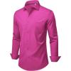Alimens & Gentle Mens Dress Shirts Stretch Long Sleeve Wrinkle Free Business Casual Button Down Shirt for Wedding(Rose Pink)