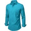 Alimens & Gentle Mens Dress Shirts Stretch Long Sleeve Wrinkle Free Business Casual Button Down Shirt for Wedding(Turquoise)