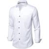 Alimens & Gentle Mens Dress Shirts Stretch Long Sleeve Wrinkle Free Business Casual Button Down Shirt for Wedding(White Black)