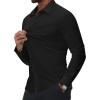 Alimens & Gentle Mens Dress Shirts Stretch Muscle Fit Wrinkle Free Long Sleeve Button Down Shirt Casual Business Formal Shirt(Black)