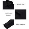 Alimens & Gentle Mens Dress Shirts Stretch Muscle Fit Wrinkle Free Long Sleeve Button Down Shirt Casual Business Formal Shirt(Black)