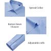 Alimens & Gentle Mens Dress Shirts Stretch Muscle Fit Wrinkle Free Long Sleeve Button Down Shirt Casual Business Formal Shirt(Blue)