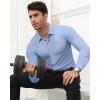 Alimens & Gentle Mens Dress Shirts Stretch Muscle Fit Wrinkle Free Long Sleeve Button Down Shirt Casual Business Formal Shirt(Blue)