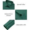 Alimens & Gentle Mens Dress Shirts Stretch Muscle Fit Wrinkle Free Long Sleeve Button Down Shirt Casual Business Formal Shirt(Green)