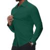 Alimens & Gentle Mens Dress Shirts Stretch Muscle Fit Wrinkle Free Long Sleeve Button Down Shirt Casual Business Formal Shirt(Green)