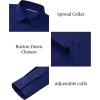Alimens & Gentle Mens Dress Shirts Stretch Muscle Fit Wrinkle Free Long Sleeve Button Down Shirt Casual Business Formal Shirt(Navy Blue)