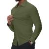 Alimens & Gentle Mens Dress Shirts Stretch Muscle Fit Wrinkle Free Long Sleeve Button Down Shirt Casual Business Formal Shirt(Olive)