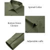 Alimens & Gentle Mens Dress Shirts Stretch Muscle Fit Wrinkle Free Long Sleeve Button Down Shirt Casual Business Formal Shirt(Olive)