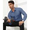 Alimens & Gentle Mens Dress Shirts Stretch Muscle Fit Wrinkle Free Long Sleeve Button Down Shirt Casual Business Formal Shirt(Steel Blue)