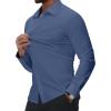 Alimens & Gentle Mens Dress Shirts Stretch Muscle Fit Wrinkle Free Long Sleeve Button Down Shirt Casual Business Formal Shirt(Steel Blue)
