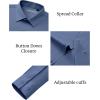 Alimens & Gentle Mens Dress Shirts Stretch Muscle Fit Wrinkle Free Long Sleeve Button Down Shirt Casual Business Formal Shirt(Steel Blue)