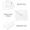 Alimens & Gentle Mens Dress Shirts Stretch Muscle Fit Wrinkle Free Long Sleeve Button Down Shirt Casual Business Formal Shirt(White)